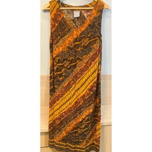 Rabbit Rabbit Rabbit Designs Midi Batik Print Womens Size 16 Vintage Dress